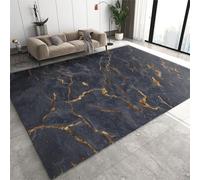 JUFUMUP Black Marble Golden Cracks Area Rug, Abstract Granite Slab Texture Area Rug For Living Room, Center Rug Modern Bedroom Carpet 120 by 170 cm