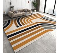 JUFUMUP Modern Mid Century Area Rug, Orange Brown Black Gray Arched Lines Stain Resistant Area Rugs, Breathable Durable Carpet, Machine Washable Mat for Bedroom Decor 80 by 120 cm