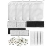 JUFWKO Aquarium Filter Media Compatible with Fluval U3 Underwater Filter, Include 4 Sponge Pads, 4 Polycarbonate Filters, 1 Package Ceramic Rings and 4 Zippered Mesh Bags