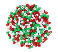 JUFYVO 1200pcs Christmas Pony Beads Red Green White Plastic Beads Christmas Tree Decoration DIY Craft Home Hanging Ornament Supplies for Christmas Party