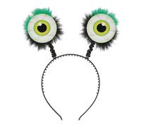 JUFYVO 2 Pcs Alien Eyes Headband Unique Halloween Costumes Big Eye Ball Headpiece Purple & Black Feathers for Cosplay, Theme Parties, Festivals & Photo Booth Props (Green)