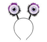 JUFYVO 2 Pcs Alien Eyes Headband Unique Halloween Costumes Big Eye Ball Headpiece Purple & Black Feathers for Cosplay, Theme Parties, Festivals & Photo Booth Props (Purple)