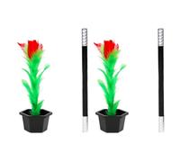 JUFYVO 2 Pcs Black Stick to Rose Magic Wand to Flower Stage Props Magicians Tricks Novelty Close-up Magic Performance Magician Accessories Flower Stick Magic Kits for Teenagers Adults