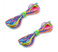 JUFYVO 2 Pcs Chinese Jump Rope 5m Rainbow Polyamide Stretch Skip Tangle-Free Cord Elastic Multiplayer Ankle Jumping Exercises Tool Stretch Skip Band for Fat Burning Toy