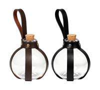 JUFYVO 2 Pcs Magic Cork Potion Bottles Round Clear Spherical Glass Bottles with Leather Strap, 2-Color Medieval Wizard Witch Cosplay Props for Halloween Role-Playing Party