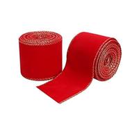 JUFYVO 2 Rolls Red Christmas Wired Edge Velvet Ribbon Christmas Tree Decorations Gift Wrapping Bows Ribbon DIY Craft for Bow Making (6.3 * 5Yards)