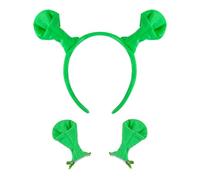 JUFYVO 2pcs Green Headband and Hair Clips Alien Headband Funny Headwear Halloween Cosplay Costume Hair Accessories for Kids Adult