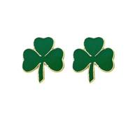 JUFYVO 2pcs Green St. Patrick's Day Enamel Lapel Pin Good Luck Shamrock Pin Brooches 3 Leaf Clover Lapel Pin Irish Shamrock Label Brooch for Lucky Decor Dress Accessories