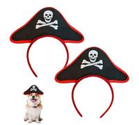 JUFYVO 2pcs Pirate Captain Dog Headband Captain Hat Pet Headband Funny Outfits Accessories Halloween Costumes for Halloween Cosplay