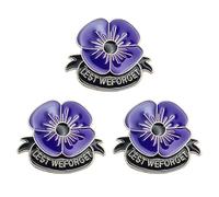 JUFYVO 3pcs Remembrance Sunday Poppy Brooches Lest We Forget Poppy Flowers Brooches Purple Flower Badges Veterans Day Memorial Lapel Pin for Remembrance Day Gift