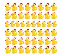 JUFYVO 50pcs Christmas Ducks Christmas Mini Resin Ducks Xmas Tree Decorations Xmas Hat Figures Tiny Duck Accessories for Party Stocking Stuffers