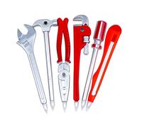 JUFYVO 6pcs Hardware Hand Tool Shape Pens Novelty Black Ink Ballpoint Pen Mixed Style Stationary Wrench Hammer Screwdriver Writing Pen for School Office Home