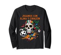 Jugamos con Alma y Corazón - Día de los Muertos Soccer Skull Long Sleeve T-Shirt