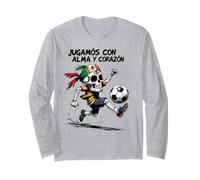 Jugamos con Alma y Corazón - Día de los Muertos Soccer Skull Long Sleeve T-Shirt