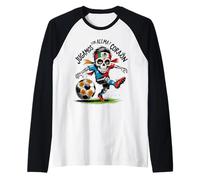Jugamos con Alma y Corazón - Día de los Muertos Soccer Skull Raglan Baseball Tee