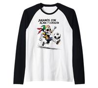 Jugamos con Alma y Corazón - Día de los Muertos Soccer Skull Raglan Baseball Tee