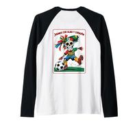 Jugamos con Alma y Corazón - Día de los Muertos Soccer Skull Raglan Baseball Tee