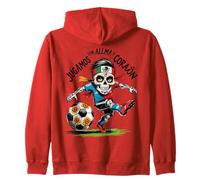 Jugamos con Alma y Corazón - Día de los Muertos Soccer Skull Zip Hoodie