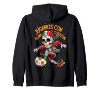 Jugamos con Alma y Corazón - Día de los Muertos Soccer Skull Zip Hoodie
