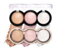 Jugaoge 1Pc Shimmer Blush Palette High Intensity Pearly Glow Long Wearing Blendable Lightweight Cheek Color Compact for Radiant Skin Type 3 One Size