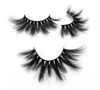 Jugaoge 25mm Long False Eyelashes Thick Voluminous 3D Mink Lashes Soft Natural Reusable Fake Lashes 1 Pair Lightweight Black 5D01 One Size