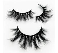 Jugaoge 25mm Long False Eyelashes Thick Voluminous 3D Mink Lashes Soft Natural Reusable Fake Lashes 1 Pair Lightweight Black 5D09 One Size
