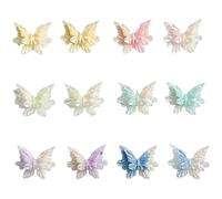 Jugaoge 30 Pieces Embossed Butterfly Nail Stickers Self Adhesive Nail Art Decals for Girls Women Manicure DIY Nail Design Fashion Nail Decor Colorful One Size