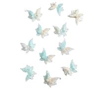 Jugaoge 30 Pieces Embossed Butterfly Nail Stickers Self Adhesive Nail Art Decals for Girls Women Manicure DIY Nail Design Fashion Nail Decor Lake Blue One Size