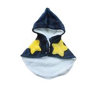 Jugaoge Adjustable Warm Pet Cloak For Cats And Dogs Fleece Lined Cosplay Cape For Winter Comfortable Night Cloak Navy Blue S