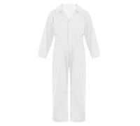 Jugaoge Boys Girls Jumpsuit Overall Mechanic Costume Long Sleeve Overalls Boiler Suit Cargo Coveralls Ivory 9-10 Years