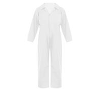 Jugaoge Boys Girls Jumpsuit Overall Mechanic Costume Long Sleeve Overalls Boiler Suit Cargo Coveralls Ivory 11-12 Years