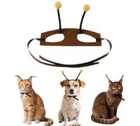 Jugaoge Bumblebee Dog Headband With Antenna And Cut-out Ear Holes Adjustable Festive Costume For Photo Shoots Brown S