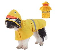 Jugaoge Dog Raincoat With Clear Hood And Reflective Trim Waterproof Lightweight Rain Jacket For Small Medium Dogs Yellow XXL