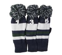 Jugaoge Fun Design Knitted Golf Headcover, Soft Pom Accent, Durable Wood Club Sleeve for Golf Lovers Equipment 3Pc Dark Blue One Size