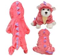 Jugaoge Funny Halloween Dog Dinosaur Costume Dragon Apparel 3d Spikes Hoodie With Tail Warm Pet Pajamas Pink 3XL
