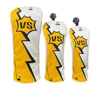 Jugaoge Golf Club Head Protector Yellow White Two Tone Waterproof Material Thickened Inner Cushion Guard Cover 1 3/5 UT 3Pcs/Set One Size