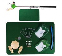 Jugaoge Indoor Backyard Mini Golf Game Kit, Portable Parent Child Play Set with Small Character for Home Lawn Use Green One Size