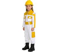 Jugaoge Kids' Construction Worker Costume Set - Zip-Up Long Sleeve Top, Elastic-Waist Trousers for Role Play & Dress-Up Yellow 8-9 Years
