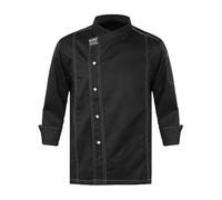 Jugaoge Mens Womens Unisex Kitchen Work Uniform Short&Long Sleeve Chef Coat Jacket Hotel Restaurant Uniform Black Long Sleeve XXL