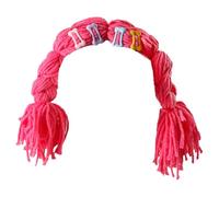 Jugaoge Pet Wig For Small Dogs Catscute Braided Hat With Bows For Funny Christmas Halloween Birthday Dress Up Hot Pink One Size