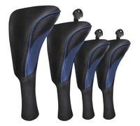 Jugaoge Portable Wood Head Protective Covers, Elegant Appearance for 1 3 5 Golf Woods, Essential Outdoor Gear Black Blue 4pcs One Size