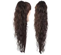 Jugaoge Synthetic Hair Clip Ponytail Extension 1Pc Long Corn Shape Water Wave Curly Hairstyle for Women Girls White One Size