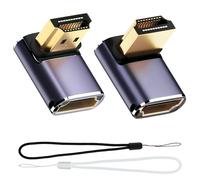 JUGCUT 2Pcs 8K HDMI 90 Degree Adapter 48Gbps HDMI 2.1 Male to Female Right Angle Adapter with LED Indicator 8K@60Hz 4K@120Hz Up/Down Angled Extender for PS5, Xbox, Laptop, TV, Monitor