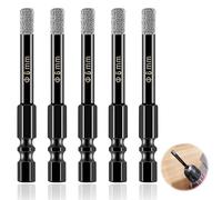 JUGCUT 5Pcs 6mm Porcelain Tile Diamond Drill Bits with Hex Shank, Dry Porcelain Tile Drill Bit for Ceramic Stone Granite Marble Quartz Hard Materials