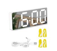 JUGCUT Large Display Digital Alarm Clock with Temperature for Bedroom Silent Bedside Clock 5V Battery Powered Dual Alarms Setting Adjustable Brightness for Elderly Kids Heavy Sleepers (WHITE)