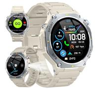 Jugeman Smart Watch for Men, 1.43" AMOLED Military Smart Watch, White