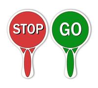 JuGeoZhi Stop and Go Sign Traffic with Handle - Double Sided Waterproof Crossing Guard Stop Sign for Kids Red Green Light Sign for Traffic & Street Safety, 11.8 x 7.1 Inches