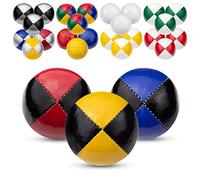 Juggle Dream 3x Pro Thud Juggling Balls - Set of 3 Professional Juggling Balls with Free Online Learning Video, Perfect for Beginners and Experts (Black/Blue, Black/Red, Black/Yellow)