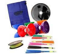 Juggle Dream Big top bearing diabolo, superglass diabolo handsticks, instructional DVD, bag and 10m replacement string deal (Green)