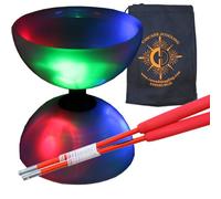 Juggle Dream Big Top Bearing LED Diabolo & Red Fiberglass Handsticks & Cascade Juggling Bag